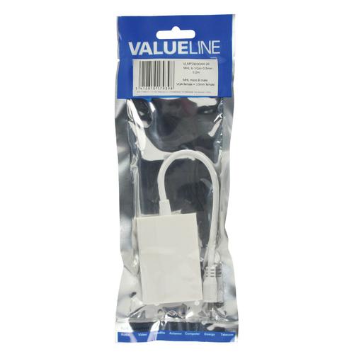 MHL adapter cable MHL - VGA + 3.5 mm 0.20 m white