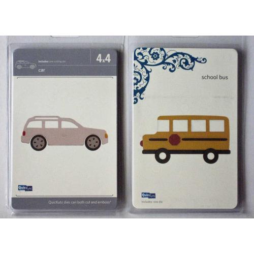 Lot 2 Quickutz  Car Voiture School Bus Scolaire Die Punches Matrice Découpe Scrapbooking