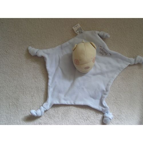 Doudou Plat Bleu Ours Marionnette Étoile Avec 5 Noeuds Absorba Brodé Les Bébés Sont Comme Ça