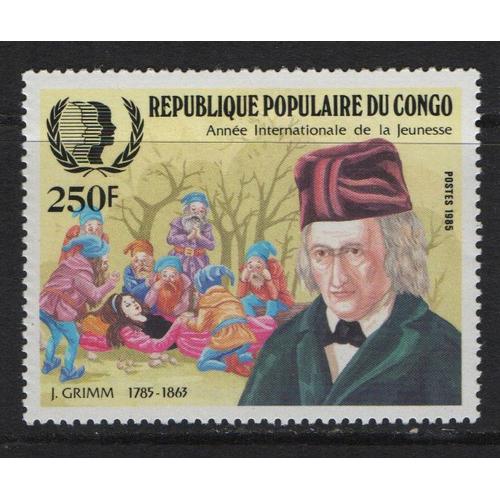 République Populaire Du Congo, Timbre-Poste Y & T N° 757, 1985 - Anniversaires Et Événements, Année Internationale De La Jeunesse, Jacob Grimm