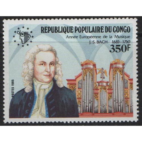 République Populaire Du Congo, Timbre-Poste Y & T N° 758, 1985 - Anniversaires Et Événements, Année Européenne De La Musique, Jean-Sébastien Bach