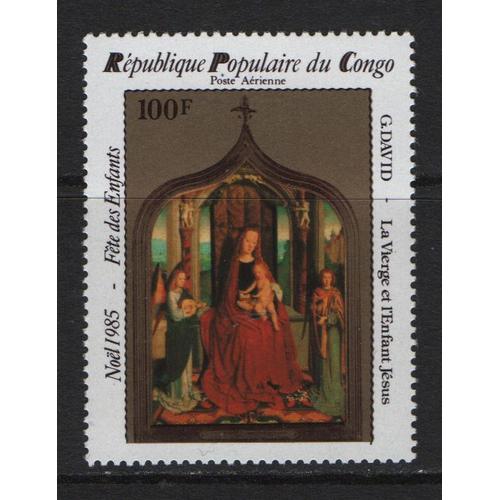 République Populaire Du Congo, Timbre-Poste Aérienne Y & T N° 340, 1985 - Noël, G. David, La Vierge Et L' Enfant Jésus
