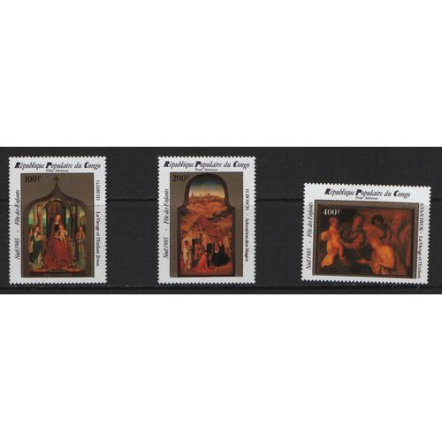 République Populaire Du Congo, Timbres-Poste Aérienne Y & T N° 340 À 342, 1985 - Noël, Peintures Religieuses