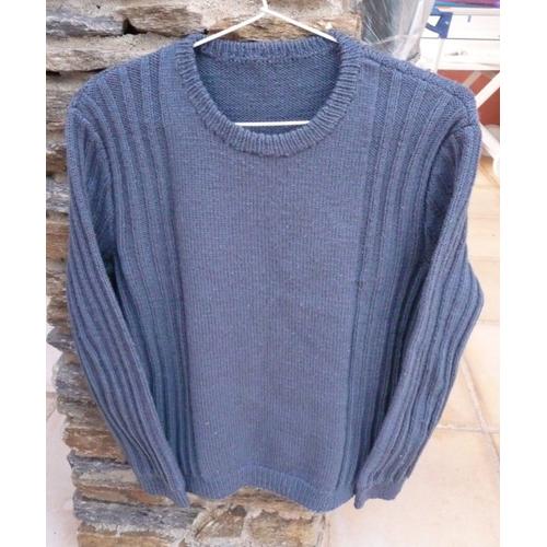 Pull Mixte Ras De Cou Laine Mélangée Gris M Ou 42