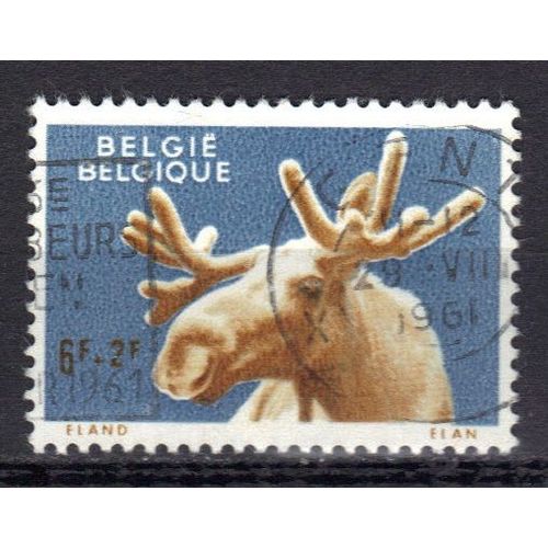 Belgique 1961 : Animaux Du Jardin Zoologique D'anvers : Elan - Timbre Oblitéré