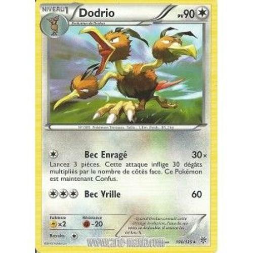 Carte Pokémon Dodrio 100/135 Noir & Blanc Tempete Plasma Neuf