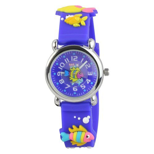 Tee-Wee Montre À Quartz Pour Enfants Monde De La Mer 27 Mm Bracelet En Caoutchouc Bleu Analogique Uw835b
