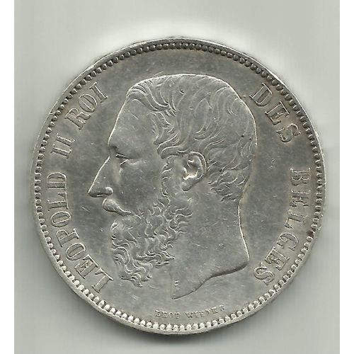 5 Francs Belge Leopold Ii Argent 1873
