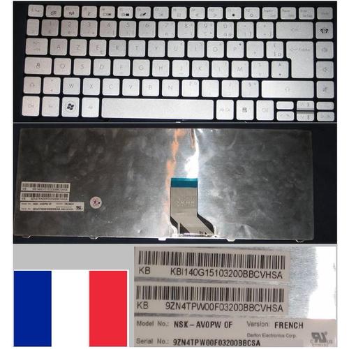 Clavier Azerty Français / French Pour GATEWAY ID49 Series, Gris Clair / Silver, Model: NSK-AV0PW, P/N: 9Z.N4TPW.00F KBI140G1510