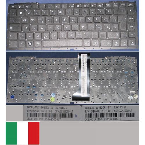 Clavier Qwerty Italien / Italian Pour ASUS NX90SN NX90JQ NX90JN NX90 Series, Noir / Black, Model: V111362CK1, P/N: 0KN0-HZ1IT01, 04N031KIT00