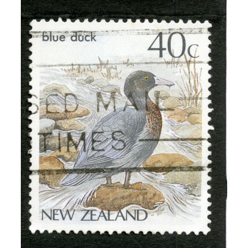 Timbre Oblitéré New Zealand, Blue Duck, 40 C