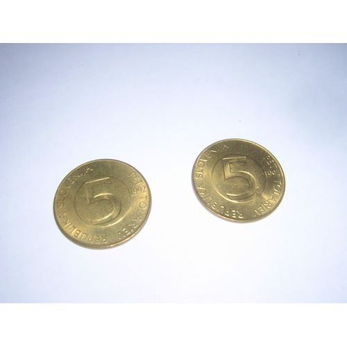 Lot De 2 Pièces De 5 Tolarjev 1994.