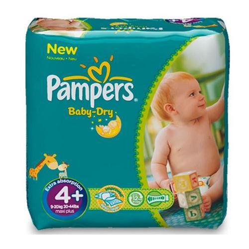 Couches Pampers Taille 4+ 42 Couches 10-15kg - Baby-Dry Jusqu’À 12 h De Protection 