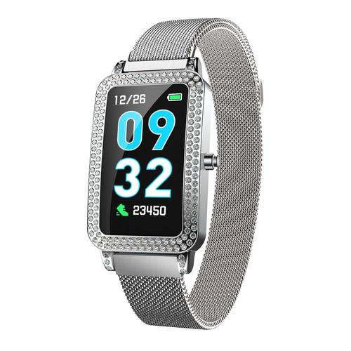 Montre Intelligente Femmes G68 Cardiofréquencemètre Surveillance De La Pression Cardiaque Fitness Tracker Etanche Appel Rappel Bracelet De Poignet Bracelet-Argent