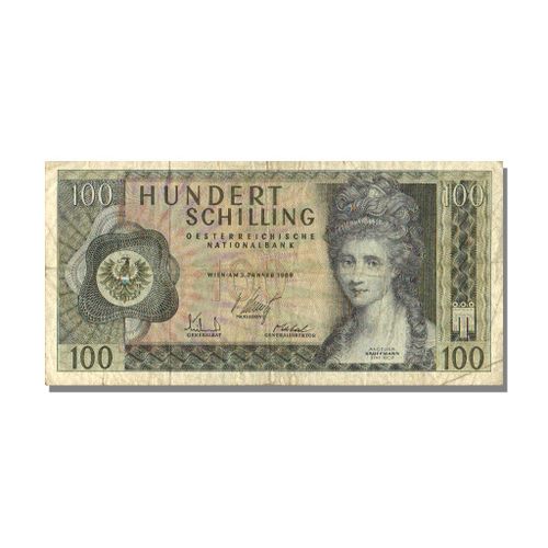 Billet Autrichien De 100 Schilling Type Angelika Kauffmann 2 Janvier 1969