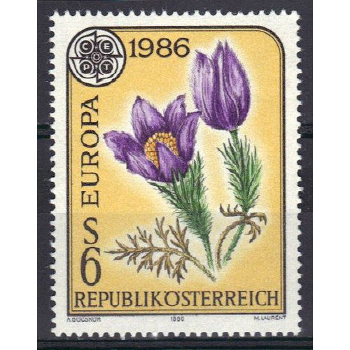 Autriche 1986 Europa : Protection De La Nature Et De L'environnement : Fleur : Grande Pulsatille - Timbre Neuf **