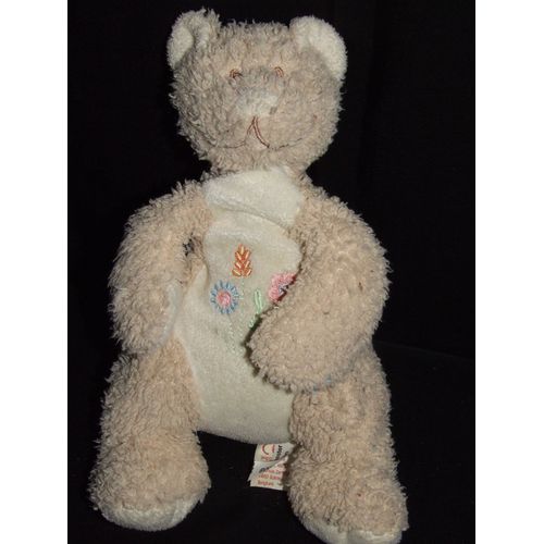 Chat Ours Prosper Doudou Musical Boîte À Musique Bengy Marron Beige Fleur Épis Peluche De 25 Cm