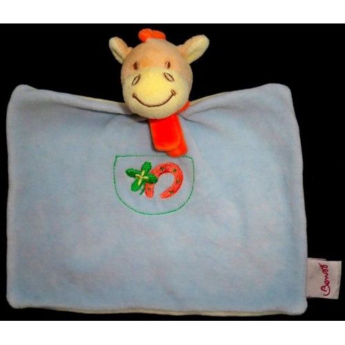 Doudou Zebre Bleu Bengy Fer A Cheval Et Trefle Plat Enfant Bebe Naissance Mixte