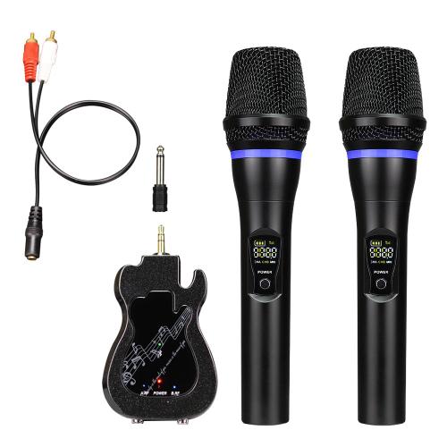 Bluetooth Vocale Dual Handheld Dynamic Avec Écran Set De Microphone Ktv Rechargeable Pour Église Chantante Professionnelle Uhf