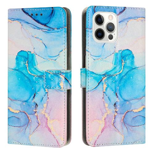 Étui Pour Iphone 15 Pro Max Rabat À Boucle Couverture Antichoc Marbre Peint Insertion De Carte Étui Portefeuille - Vert Poudre