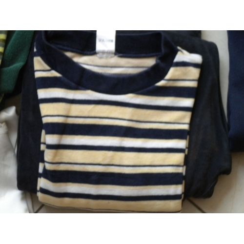 Pyjama En Velours 2pces - Bleu Marine Rayures Jaunes - Nuit D'étoiles - Taille 14 Ans