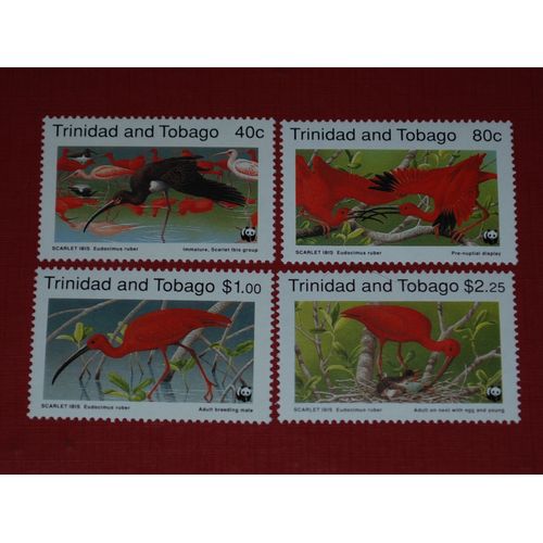 "L'ibis Rouge" Quatre Timbres Neufs. W.W.F