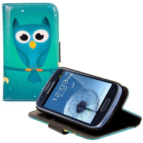 Kwmobile Coque Portefeuille Compatible Avec Samsung Galaxy S3 Mini I8190 - Coque Étui À Rabat Avec Compartiments Cartes Et Fonction Support Bleu-Turquoise