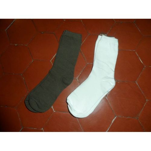 Lot De 2 Paires De Chaussettes Coton Écru + Marron Tissel