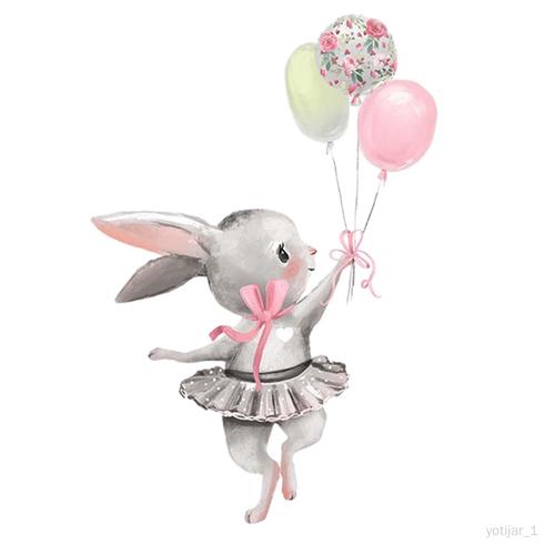 Autocollants muraux de lapin, dessin animé mignon, fond pour salle Ballon