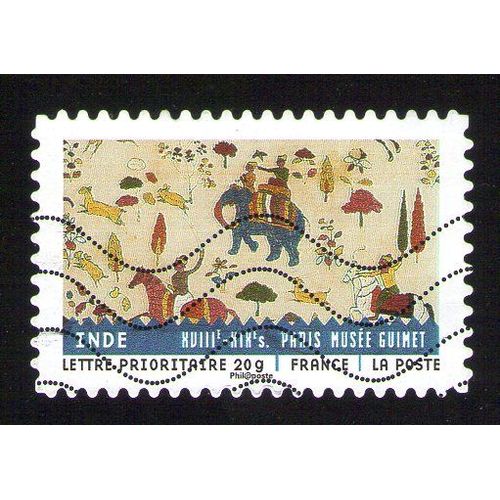 Timbre Oblitéré Used Stamp Tissus Du Monde Inde - Xviiie - Xixes Paris Musée Guimet France 2011