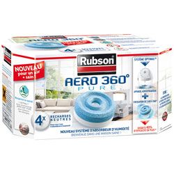 Déshumidificateur d'Air Recharge Aero 360 Neutre pour absorbeur d'humidité  RUBSON - Lot de 12 recharges pas cher 