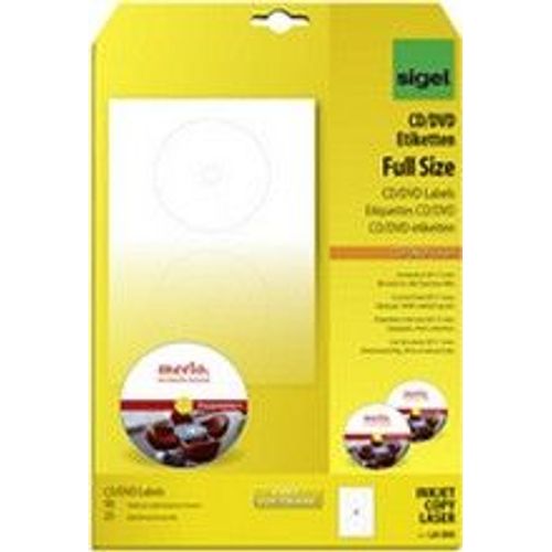 Etiquettes Maxi Cd/Dvd Blanc Diamètre 117 Mm 50 Pcs