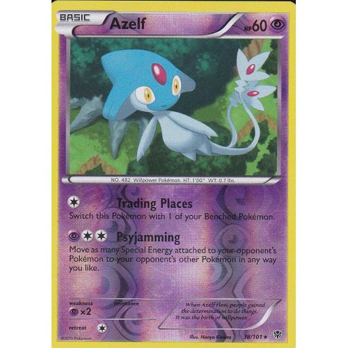 Carte Pokemon - Azelf - 38/101 - Holo Reverse - Explosion Plasma - Version Anglaise -