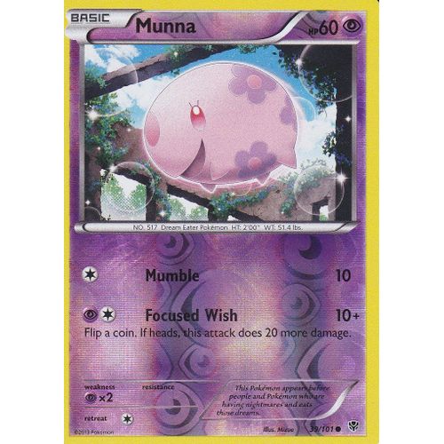 Carte Pokemon - Munna - 39/101 - Reverse - Explosion Plasma - Version Anglaise -