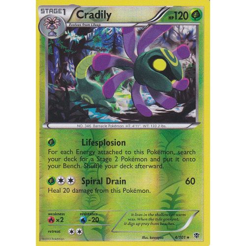 Carte Pokemon - Cradily - 4/101 - Holo Reverse - Explosion Plasma - Version Anglaise -