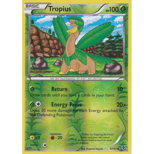 Carte Pokemon - Tropius - 5/101 - Reverse - Explosion Plasma - Version Anglaise -