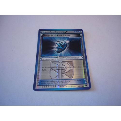 Carte Pokemon Glaciation Plasma Dresseur Badge De La Team Plasma 104/116 Brillante Francais
