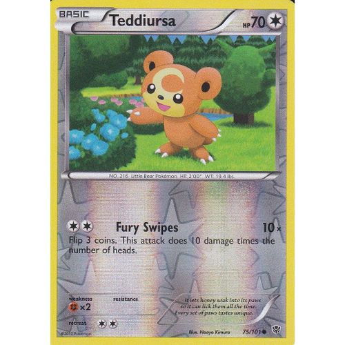 Carte Pokemon - Teddiursa - 75/101 - Reverse - Explosion Plasma - Version Anglaise -