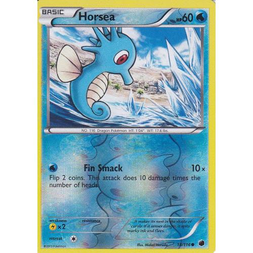 Carte Pokemon - Horsea ( Hypotrempe ) - 18/116 - Reverse - Glaciation Plasma - Version Anglaise -