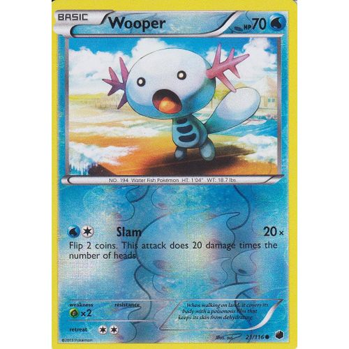 Carte Pokemon - Wooper ( Axoloto ) - 21/116 - Reverse - Glaciation Plasma - Version Anglaise -
