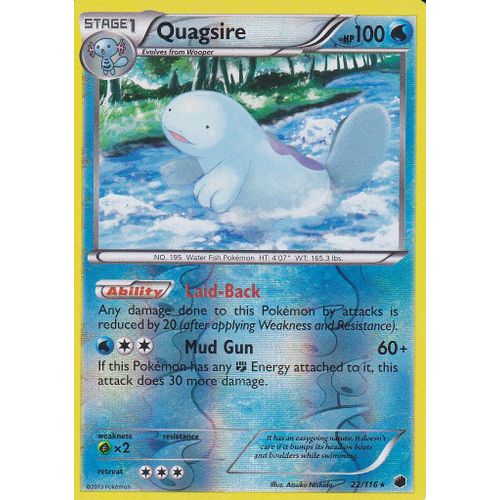 Carte Pokemon - Quagsire ( Maraiste ) - 22/116 - Holo Reverse - Glaciation Plasma - Version Anglaise -