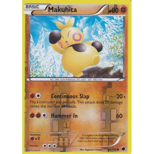 Carte Pokemon - Makuhita - 62/116 - Reverse - Glaciation Plasma - Version Anglaise -