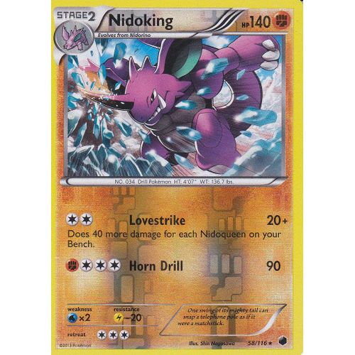 Carte Pokemon - Nidoking - 58/116 - Holo Reverse - Glaciation Plasma - Version Anglaise -