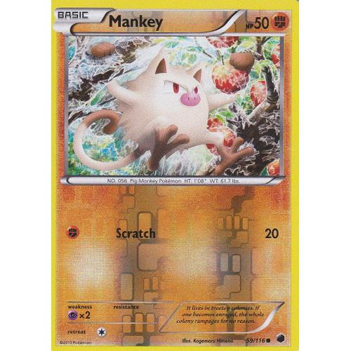 Carte Pokemon - Mankey ( Ferosinge ) 59/116 - Reverse - Glaciation Plasma - Version Anglaise -