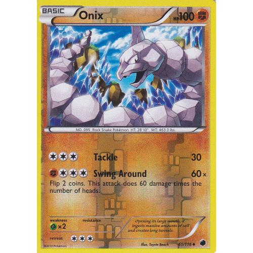 Carte Pokemon - Onix - 61/116 - Reverse - Glaciation Plasma - Version Anglaise -