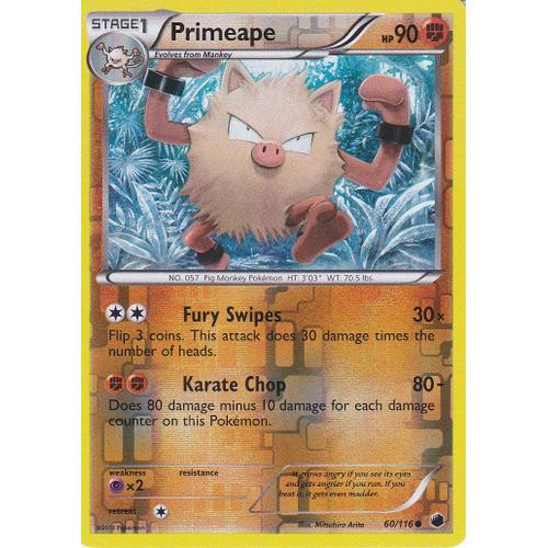 Carte Pokemon  - Primeape ( Colossinge ) - 60/116 - Reverse - Glaciation Plasma - Version Anglaise -