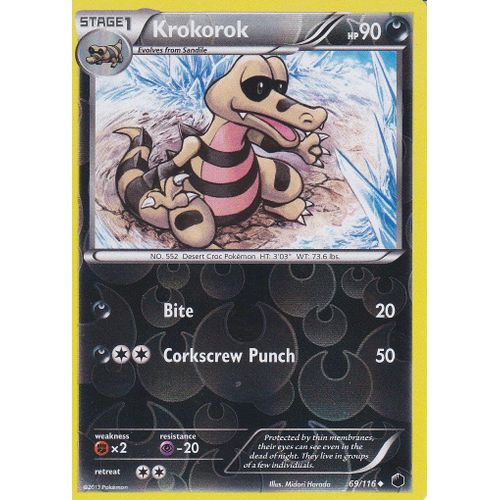 Carte Pokemon - Krokorok ( Escroco ) - 69/116 - Reverse - Glaciation Plasma - Version Anglaise -