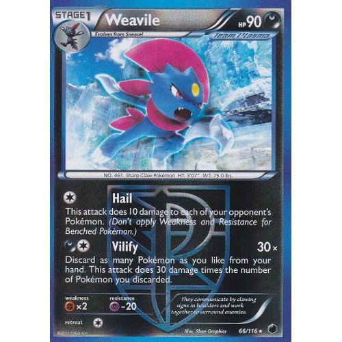 Carte Pokemon  - Weavile  ( Dimoret ) - 66/116 - Holo Reverse - Glaciation Plasma - Version Anglaise -