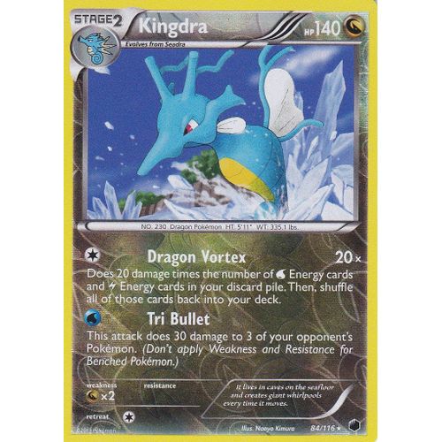 Carte Pokemon - Kingdra ( Hyporoi ) - 84/116 - Holo Reverse - Glaciation Plasma - Version Anglaise -