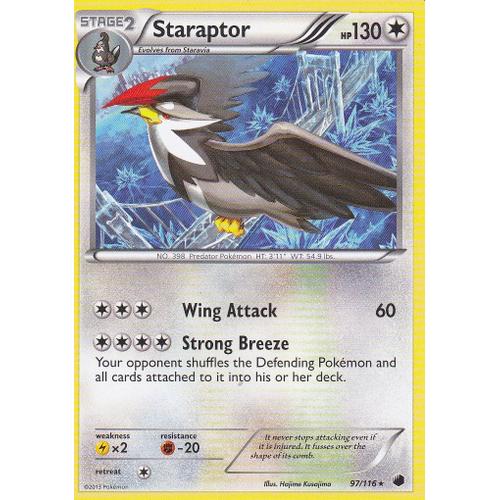 Carte Pokemon - Staraptor ( Etouraptor ) - 97/116 - Rare - Glaciation Plasma - Anglaise -